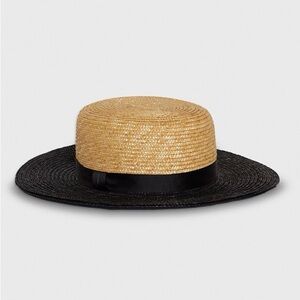 Who What Wear Tan and Black Straw Hat